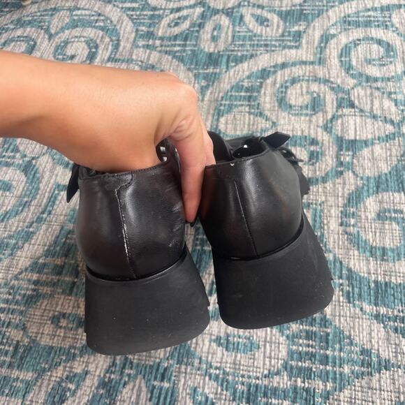 Free People Black Leather Fisherman Platform Sandals - Size 9.5 - Picture 3 of 8